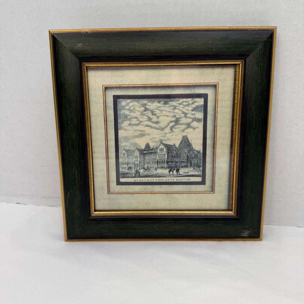 Vintage Boston Framed Architectural Print Copley Art Grannycore Gallery Wall